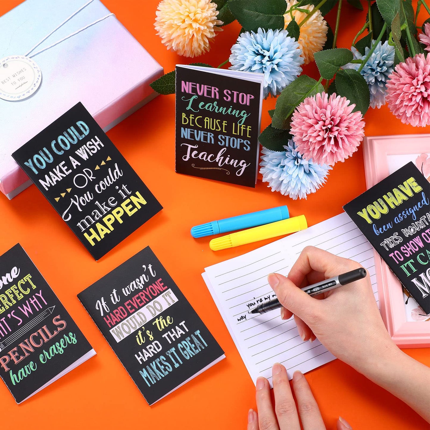 Outus 24 Pieces Mini Inspirational Notepads Motivational Small Pocket Journal Notebook Inspiring Note Pads Gift for School Office Travel Coworkers Supplies, 12 Styles (Classic Style)