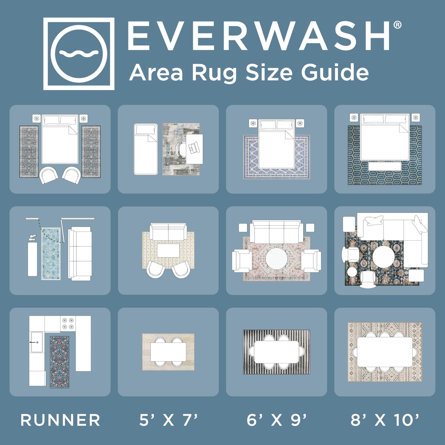 EVERWASH Haven Geo Border Machine Washable Area Rug with Airflo Technology for Easy Clean, Ultra-Soft Pile, Built-in Rug Pad with Non-Slip Backing, Pet, Family & Allergy Friendly Rug, Brown, 8'x10'