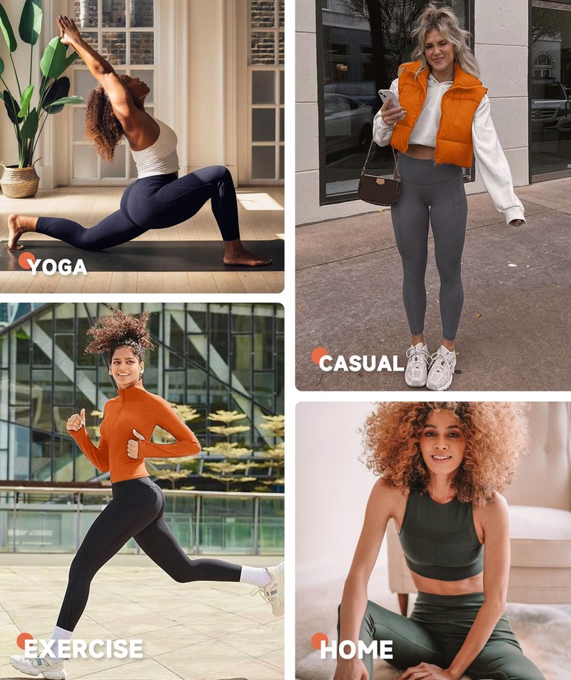 GAYHAY Leggings with Pockets for Women - 19" / 25" Yoga Pants High Waist Tummy Control Compression for Workout Black
