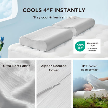 Bedsure Cervical Neck Support Pillow for Sleeping, Ergonomic Odorless Memory Foam Cervical Contour Orthopedic Pillow for Neck Pain Relief, for Side, Back, Stomach Sleeper