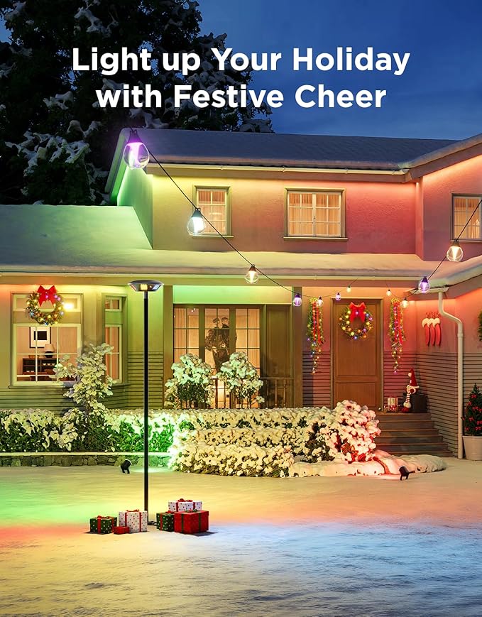 Govee Outdoor Clear Bulb String Lights, 48ft RGBWIC Outdoor Lights with 15 Dimmable Warm White LED Bulbs, 111 Scene Modes for Patio, Backyard, IP67 Waterproof, Works with Alexa, Google & Matter