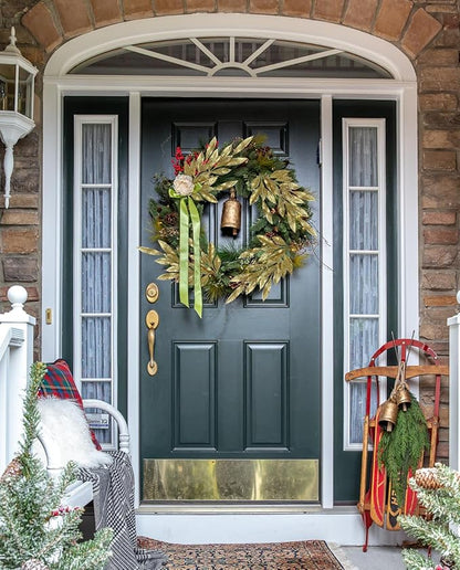 DILATATA 6Pcs Christmas Glitter Leaves Bay Leaves Spray 24" Artificial Gold Bay Leaf Picks Sprays Giltter Stems for Christmas Tree DIY Xmas Wreath Garland Home Decor - Gold