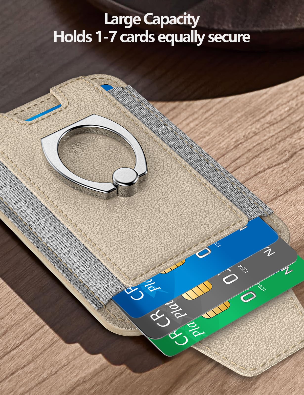 ExtreLife For Magsafe Wallet with Grip, 6-Card Holder, Stronger Magnetic Card Wallet Holder for iPhone 17/16/15/14/13/12 Series, Leather Magnetic Phone Wallet with Privacy Flap, Desert Titanium Gold