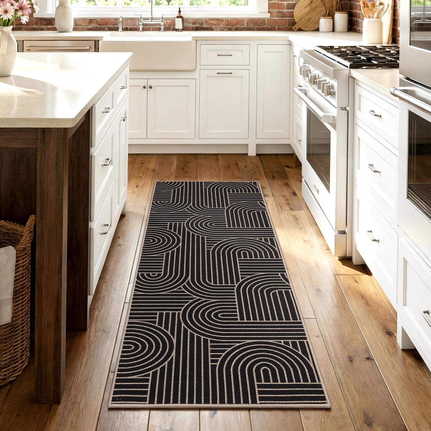 GarveeHome Easy Jute 2x8 Modern Rainbow Runner Rug for Hallway Kitchen Bedroom Non Slip Indoor Outdoor Runner Door Mat for Laundry Porch