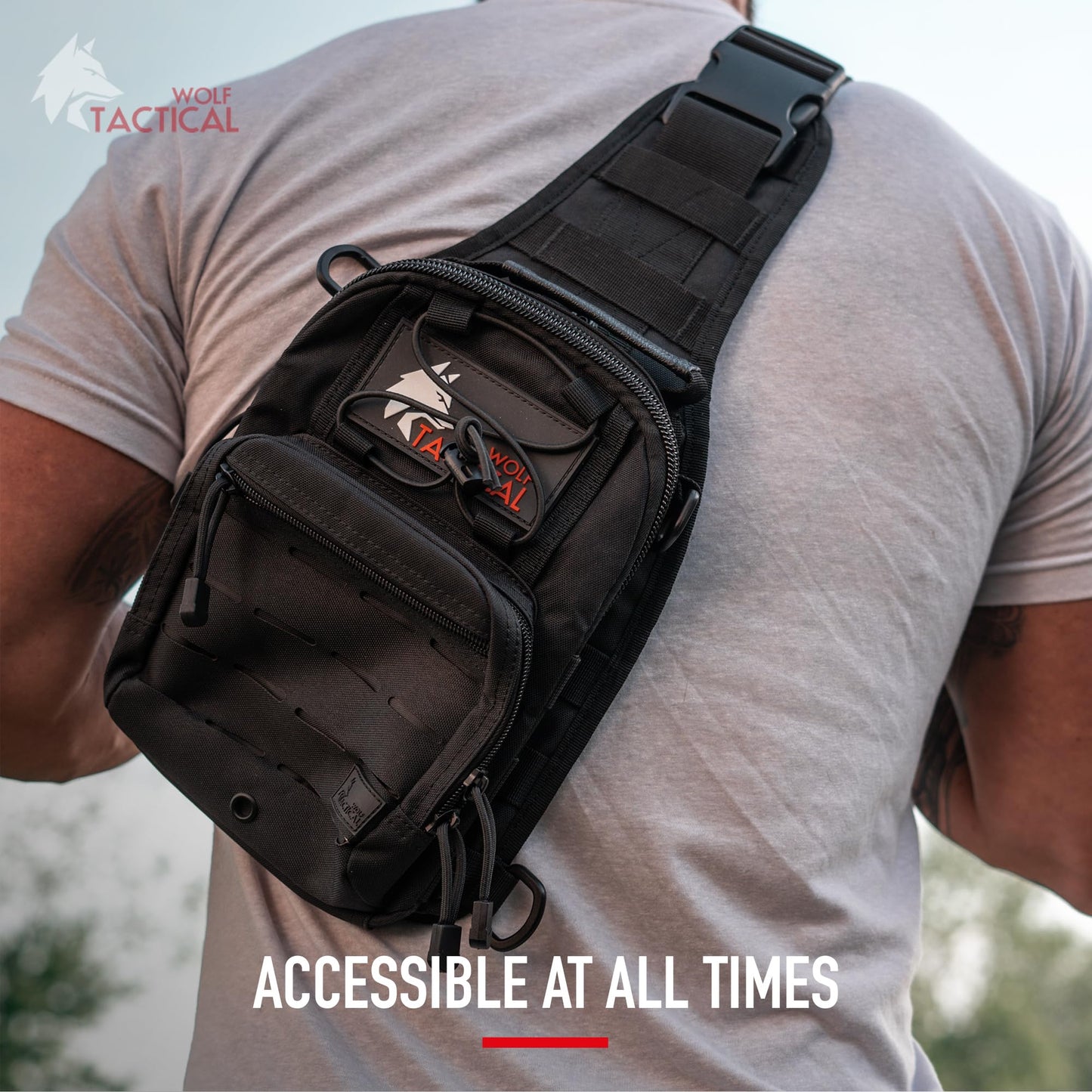 WOLF TACTICAL Compact EDC Sling Bag - Shoulder Bag for Range, Travel, Hiking, Outdoor Sports