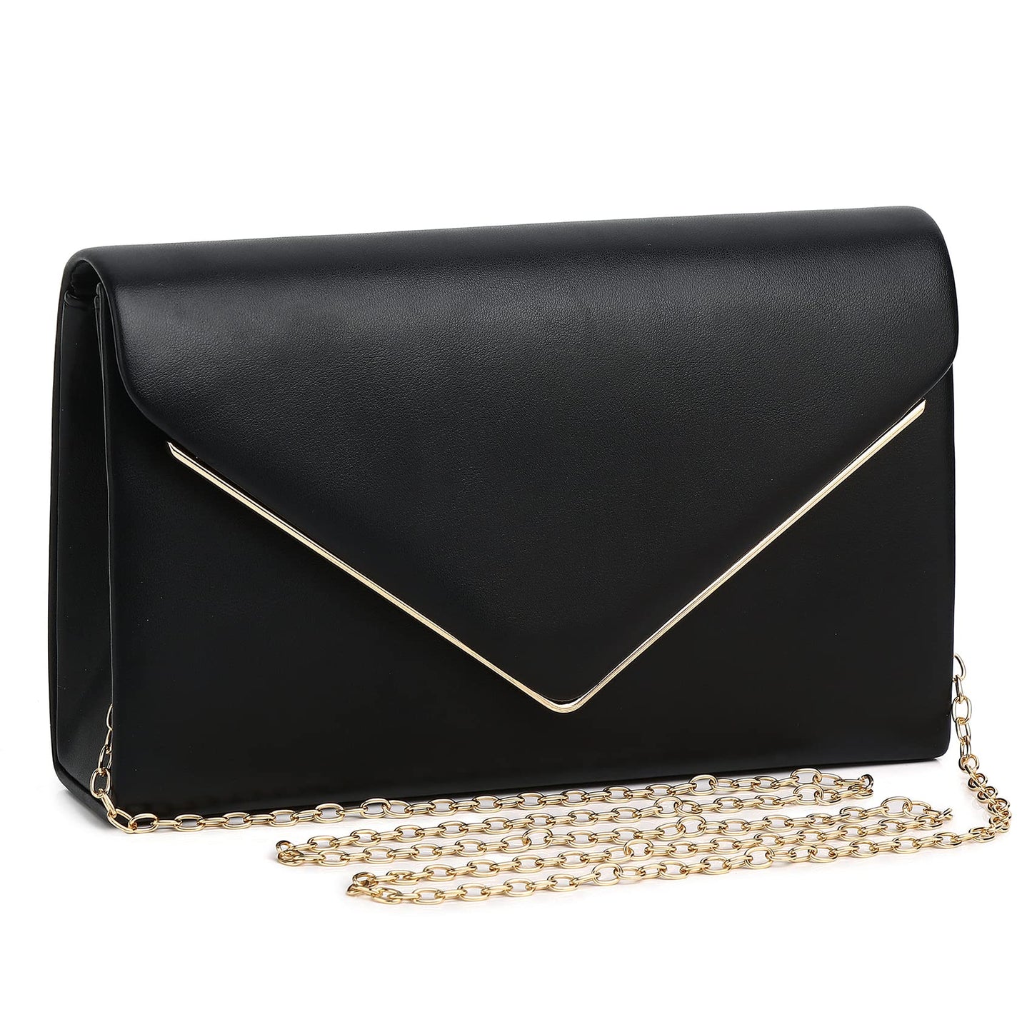 Labair Chic Vegan Leather Clutch Purse Envelope Clutch Bag for Women Evening Wedding Party Formal Purse Handbag. (Black)