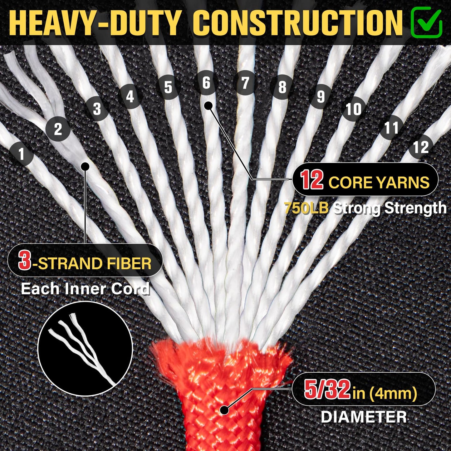 TRIBERION Paracord Rope 750 lb - 500ft 5/32" Parachute Cord 4MM 12-Strand para Cord - Heavy Duty Spool String for Survival,Camping Gear, Survival Bracelet, Clothesline - Red