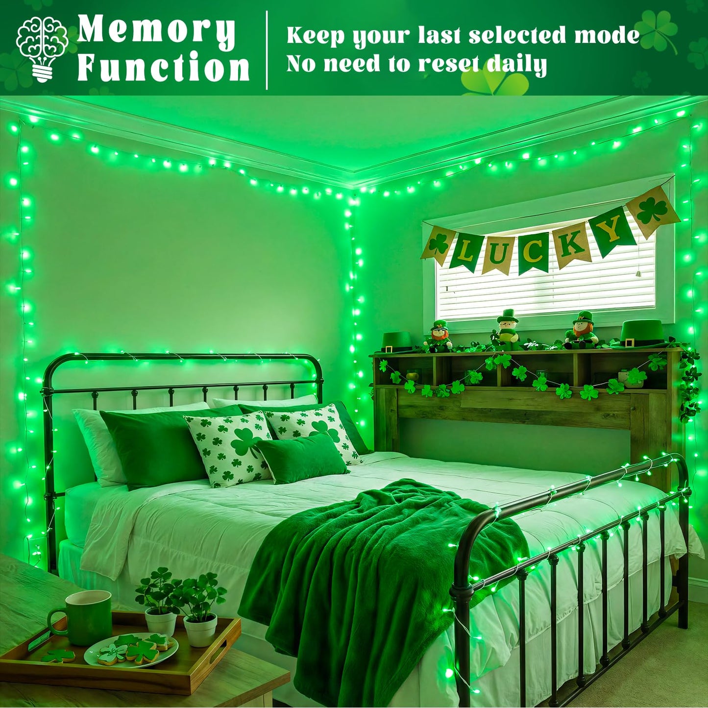 100FT 300 LED Outdoor String Lights, Plug in Connectable Christmas Lights Indoor Waterproof, 8 Modes Clear Wire String Lights for Outside Bedroom Xmas Tree Garden Patio Halloween Decorations, Green