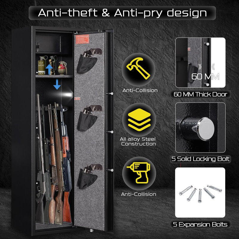 ANXINWEI 8-10 Gun Safe, Dual Alarm Gun Safe for Rifles and Pistols, No Assembly Gun Cabinets for Rifles And Shotguns, Quick Access Rifle Safes for Home