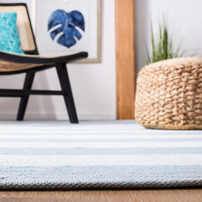 SAFAVIEH Montauk Collection Area Rug - 10' x 14', Sky Blue & Ivory, Handmade Flatweave Cotton, Woven Texture, Farmhouse Stripe Pattern, Ideal for Living Room, Bedroom, Dining Space(MTK712K)