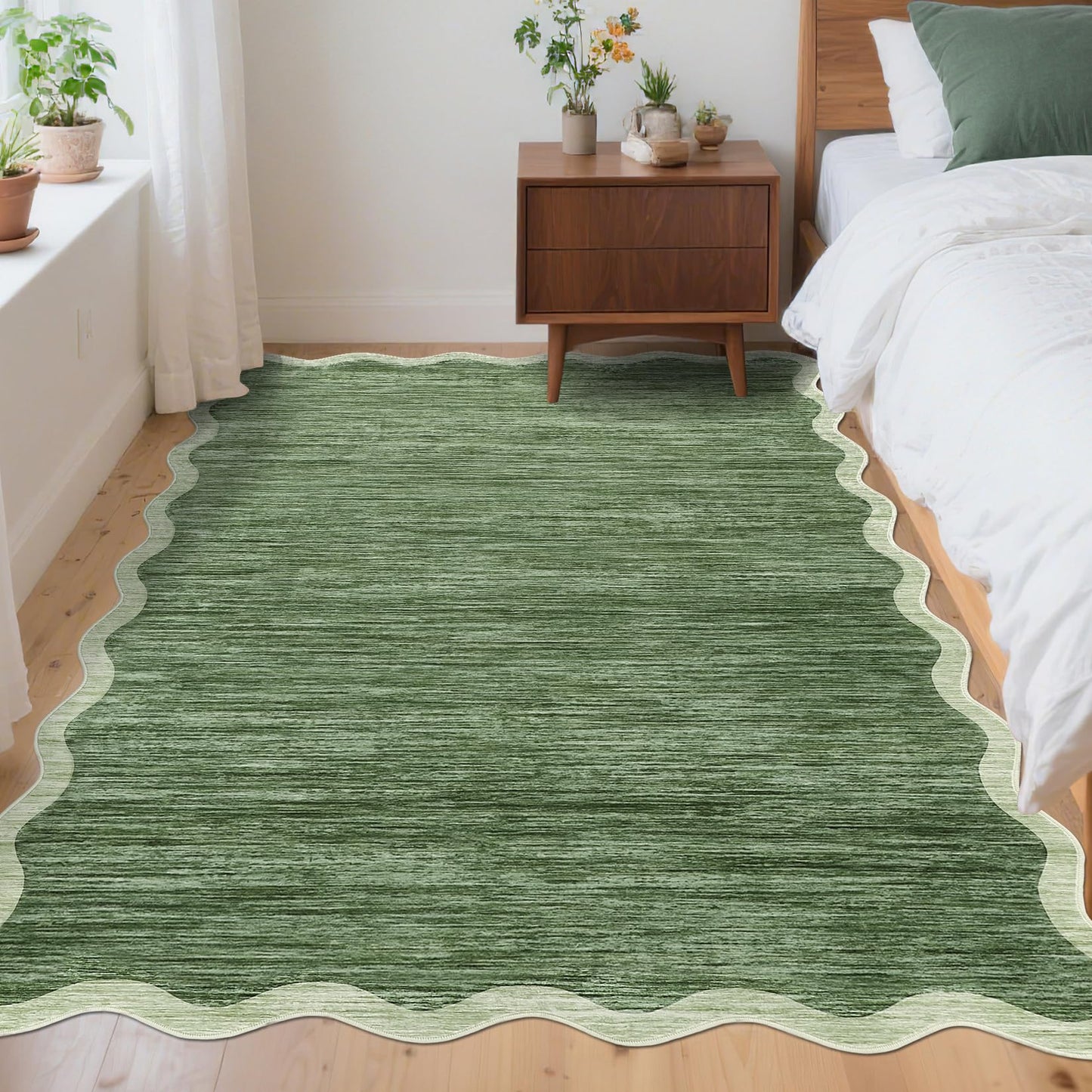 Garvee Scalloped Washable Rug 9x12 Rugs for Living Room Bedroom Rug Modern Large Area Rug Non Slip Throw Rugs Soft Low Pile Stain Resistant Carpet for Dorm Nursery Dining Room Playroom 9'x12'