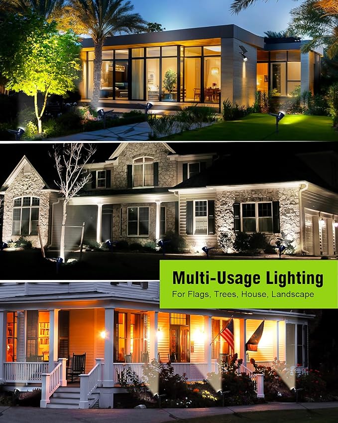Solar Spot Lights Outdoor, 18 LED Bright Solar Powered Lights Outdoor Waterproof IP65 with 2 Modes Auto On/Off Landspace Flood Light for Flag Pole Palm Tree Sign Statue Garden Yard Patio (2 Pack)