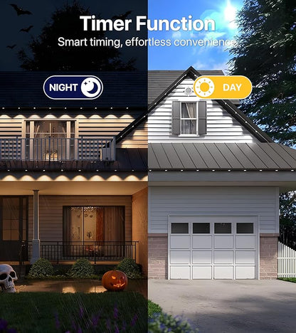 200FT RGB+IC LED Permanent Outdoor Lights, Eave Lights with Smart APP & Remote Control, 72 Scene Modes, Waterproof IP65 for Holiday Christmas Decorations(Extension Cord Not Included)