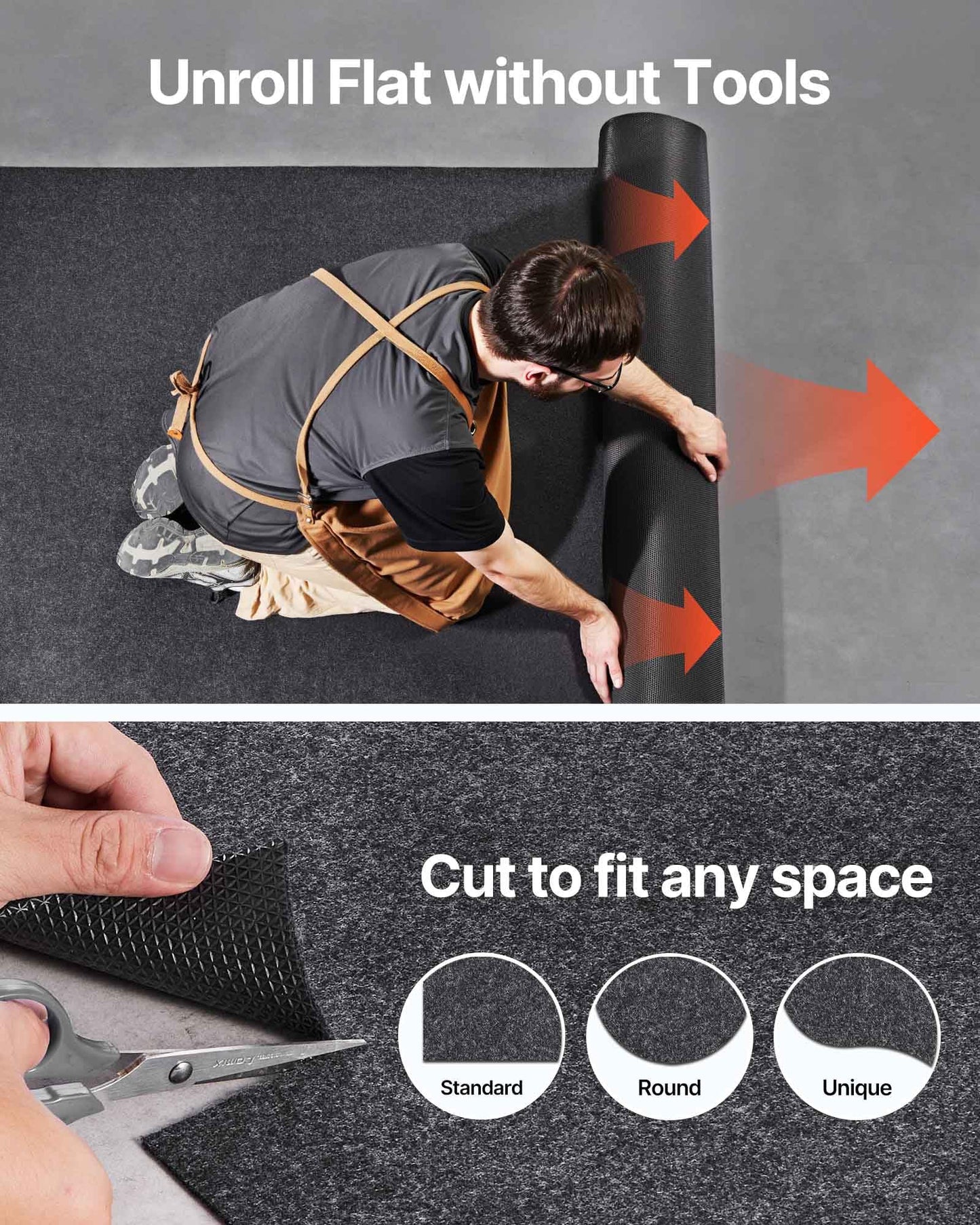 VEVOR Garage Floor Mat, 7.5'x20' Oil Spill Mat Waterproof Protection from Water Snow Rain Mud and Oil for Under Car, Non-Slip Containment Mat with TPE Anti-Leak Backing & Easy Clean & Cuttable
