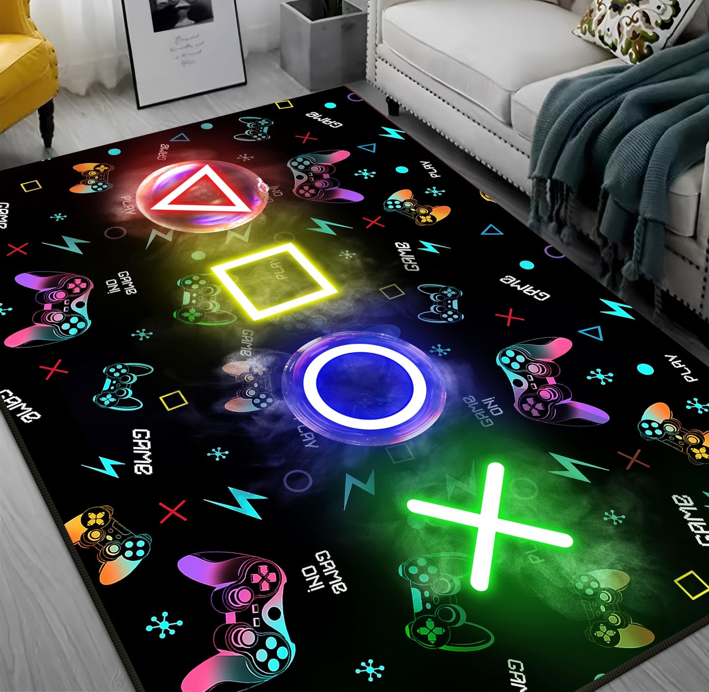 Gaming Rugs for Bedroom Boys, 3x5 Gamer Rug for Boys Room, Gaming Room Decor Accessories for Teen, Non-Slip Machine Washable Game Carpet, Gamer Bedroom Decor