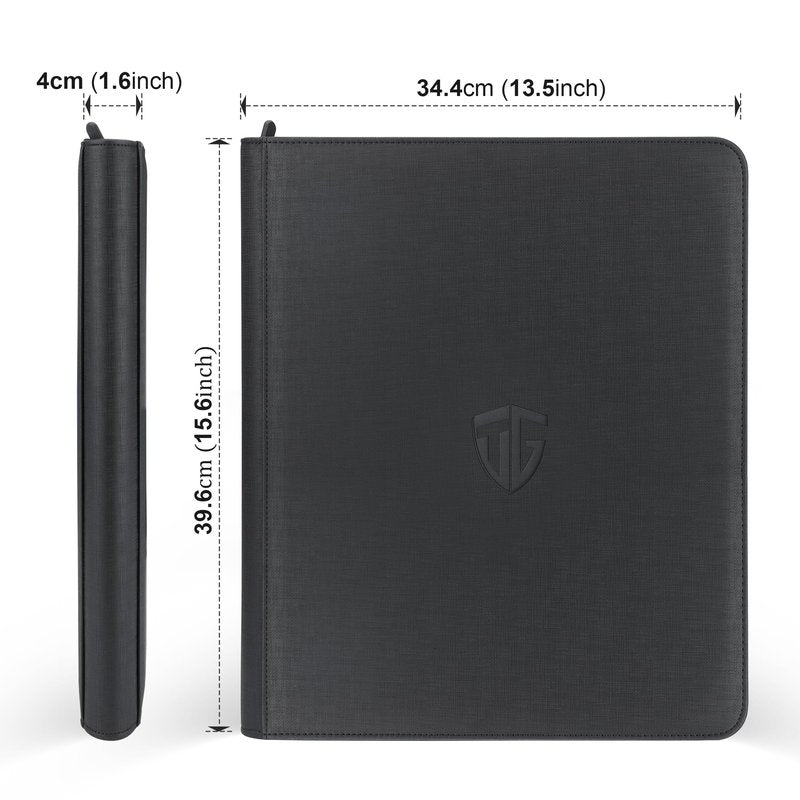 TCGUARD Toploader Binder,Holds 216 Toploaders,9 Pocket Top Loader Binder with Sleeves for 3"x4" Rigid Toploaders Hard Cases,Top loader Binders for TCG, MTG Card Binder, Trading Cards Binder(Black)
