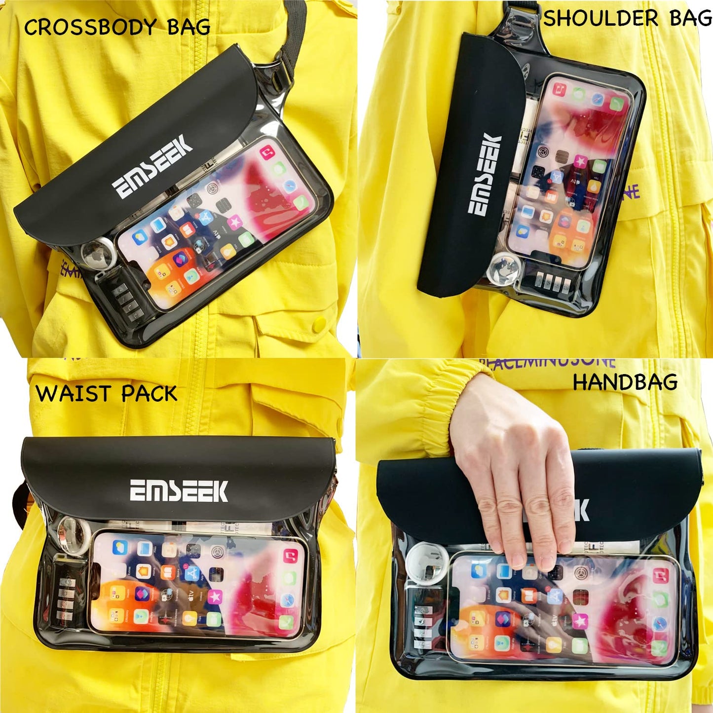 EMSEEK Waterproof Waist Pouch Dry Belt Bag Fanny Pack Keep Your Key Fob Wallet Kindle Phone Dry Perfect For Swim Surf Snorkel(Pink)