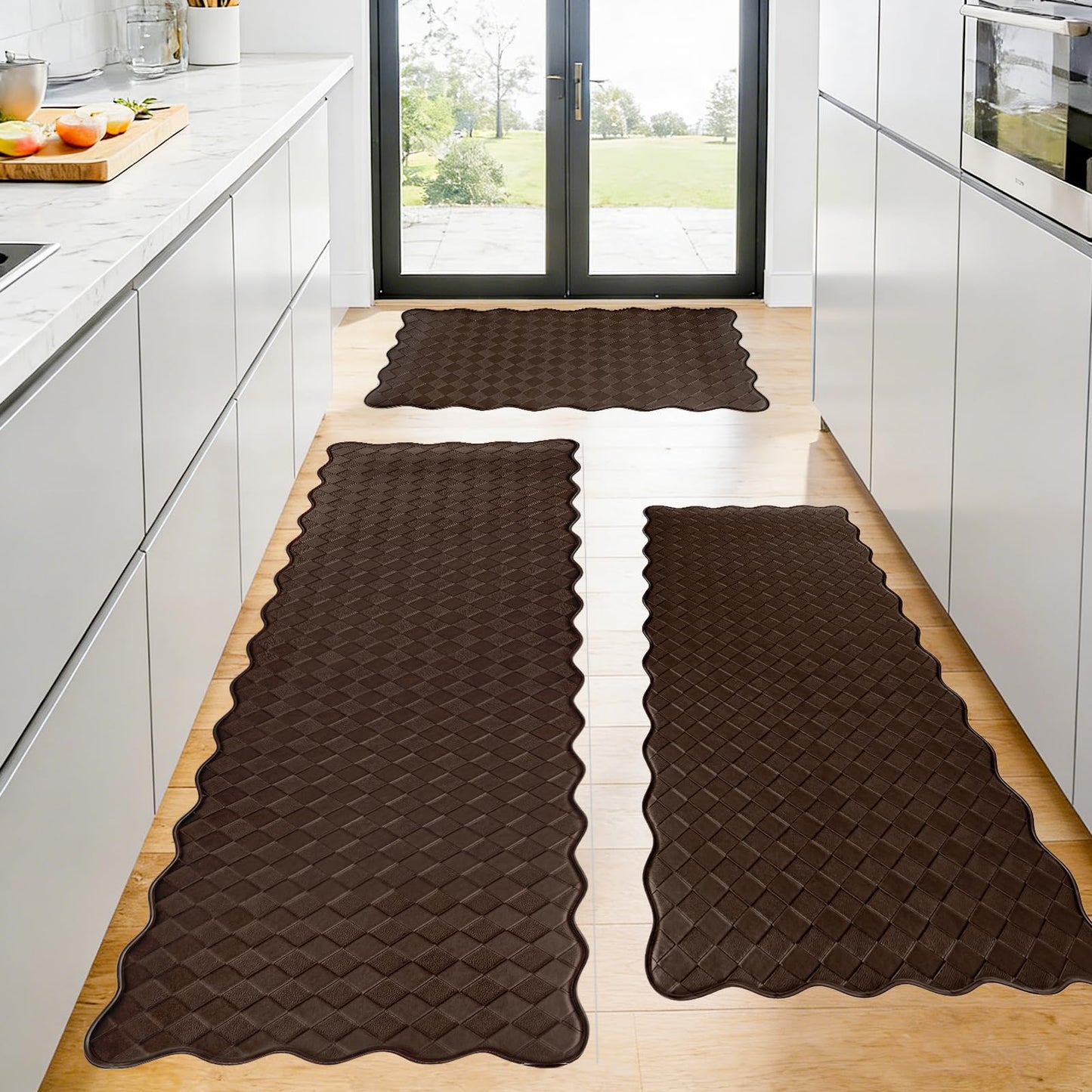 Kitchen Mats for Floor 3 Pcs Kitchen Rugs Non Slip Standing Mat Anti-Fatigue Cushioned Mat Sets Waterproof Kitchen Rug Foam Comfort Mat for Kitchen,Sink,Laundry Floor