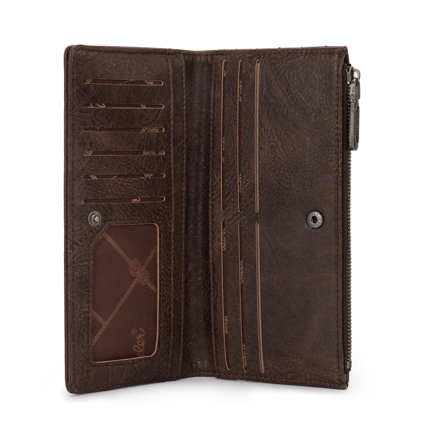 Montana West Wrangler Minimalist Wallet for Women Credit Card Wallet Ladies Travel Wallets Monederos de Mujer Card Cases & Money Organizers with Smooth Zippers for Women Men Coffee