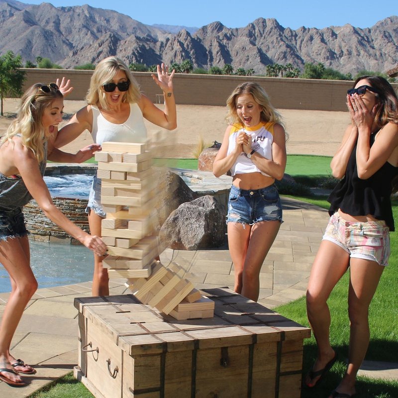 GoSports Giant Wooden Toppling Tower - Stacks Up to 5 ft - Natural Wood