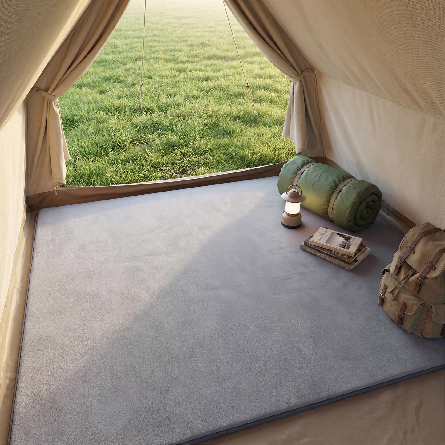 MABOZOO Waterproof Liner Tent Carpet Mat, 0.6'' High-Density Foam Camping Floor Rug with Non-Slip Bottom, Insulated Ground Mat for Tent Protection (5'*6',Gray)