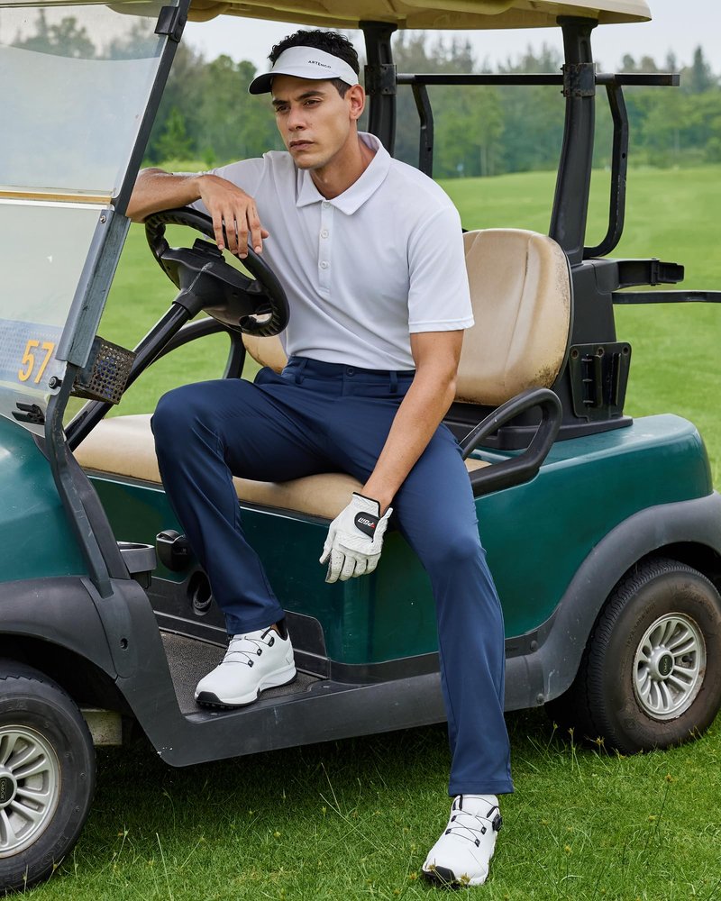 Men's Classic Fit Stretch Golf & Dress Pants 32'' - All-Day Comfort Performance Pants for Travel, Business Casual & Work Royal Blue, 34W x 32L
