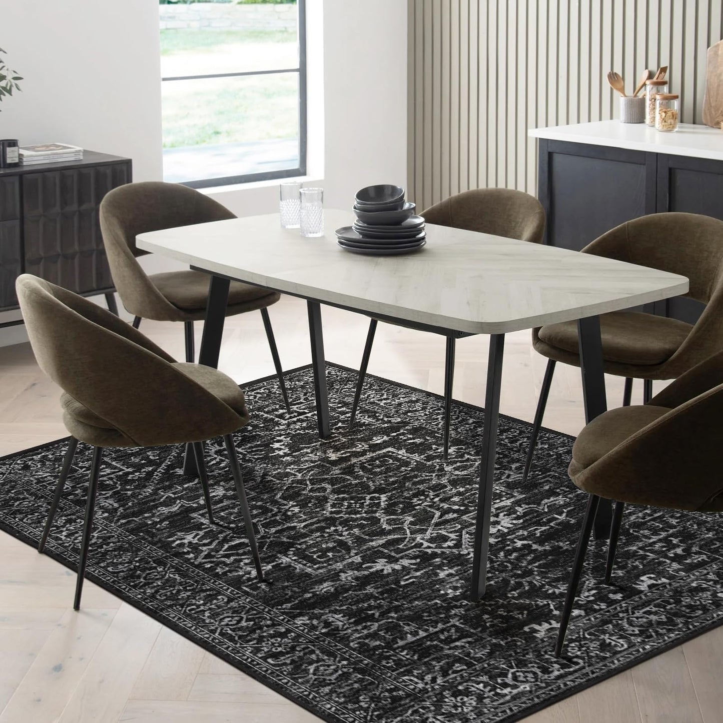 Chair Mat for Hard Floors, QQpony 60" x 48" Office Chair Mat for Hard Surface, Area Rug for Living Room, Protector Floor Rug Mat for Home Office (Black)