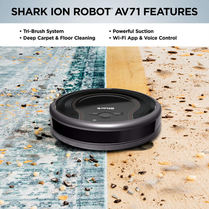 Shark Navigator Robot Vacuum with Bagless 30-Day Capacity Self-Empty Base, Powerful Suction, SmartPath Navigation, Self-Cleaning Brushroll, for Carpets & Hard Floors, White, AV2110S