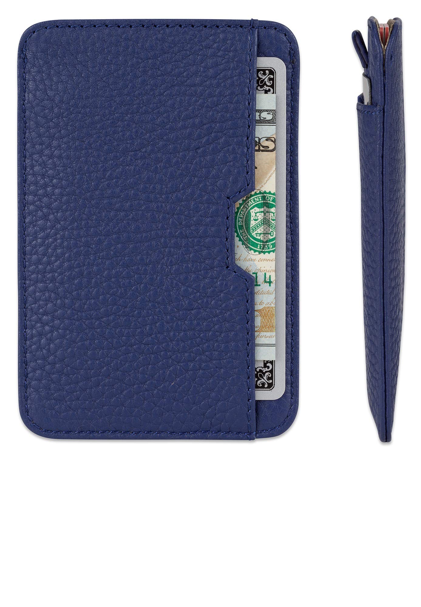 Vaultskin CHELSEA Mens RFID Blocking Slim Leather Card Wallet - Minimalist Front Pocket Cardholder in Matt Blue