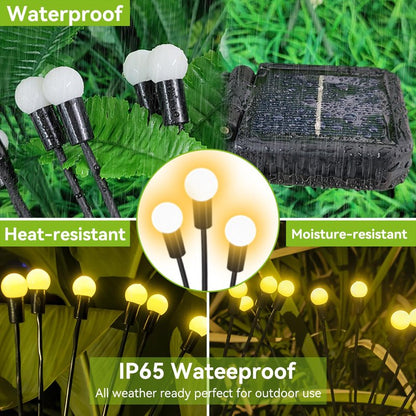 YShengMian Solar Garden Lights Outdoor Waterproof, 2 Pack 16 LED Swaying Light Firefly Light Outdoor Decor Lights for Garden Gifts for Pathway Party Christmas Decoration, Warm White