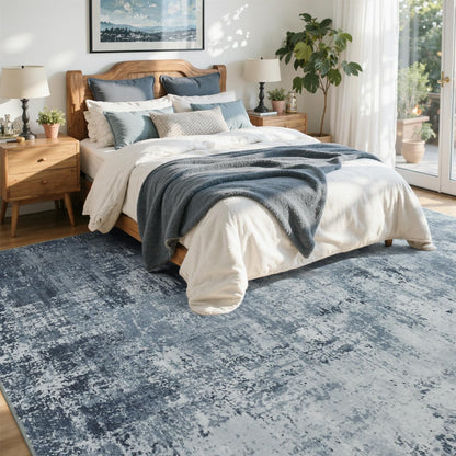 6x9 Ft Large Area Rugs for Living Room, Soft Non-Slip Washable Rugs Modern Abstract Pattern Carpet for Bedroom Indoor Floor Nursery Home Decor (Blue)