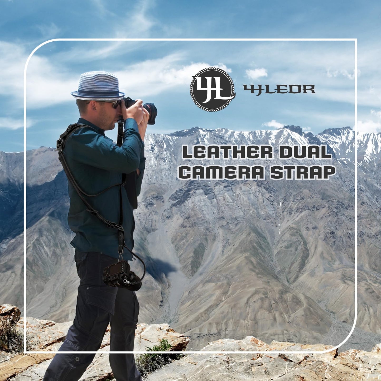 4J LEDR Leather Camera Strap,Shoulder Camera Strap for 1 or 2 Camera,Dual Camera Harness for Photographers,Multi Camera Gear for Dslr/Slr Strap,Camera Harness Camera Sling Strap Single or Dual,Black