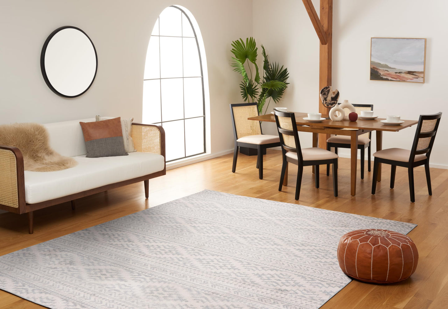 SAFAVIEH Area Rug 9x12 - Tulum Collection - Large - Ivory & Light Grey, Moroccan Boho Tribal Design, Non-Shedding & Easy to Clean, Ideal for Living Room, Bedroom, Dining Space (TUL272G)