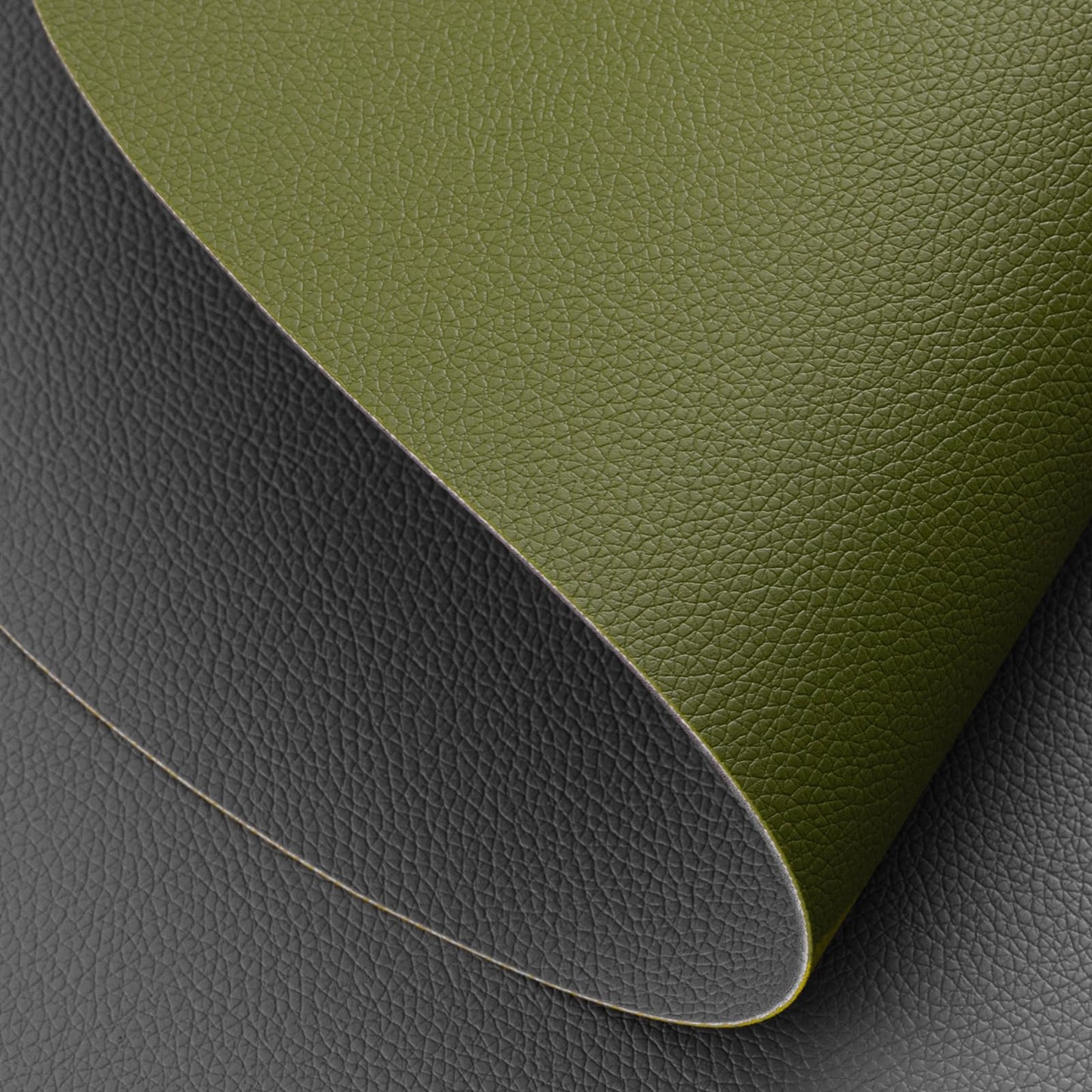 Myir JUN Placemats, Dual-Sided Placemats Waterproof Faux Leather Placemats Set of 6 Place Mats and Coasters Non-Slip Washable Table Mats for Dining Table (Gray Green, Set of 6)