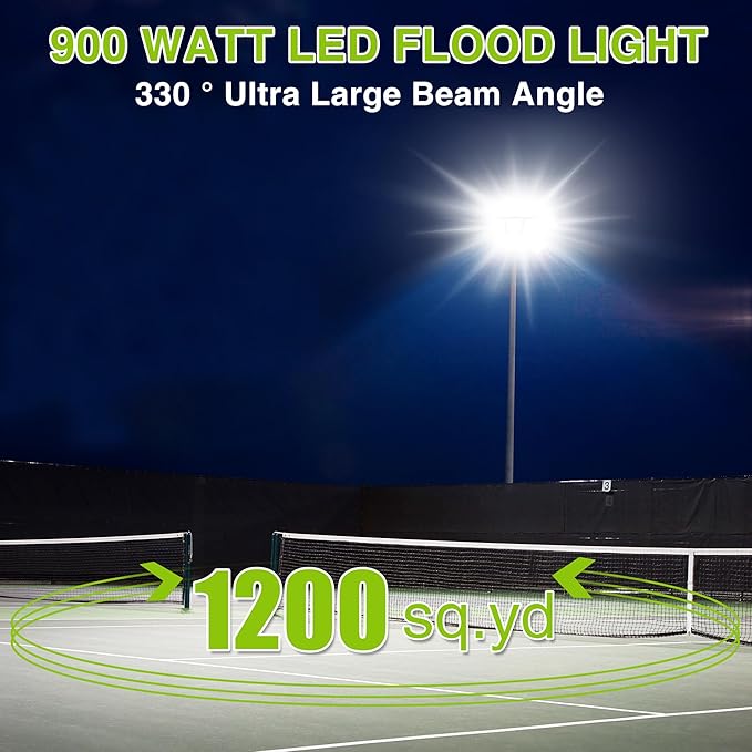 STASUN LED Flood Light Outdoor, Max Series 900W 90000lm 6000K Daylight IP66 Waterproof, Commercial Parking Lot Light,3 Heads for Yard Street Stadium House Floodlight Security Lights for Outdoor Area