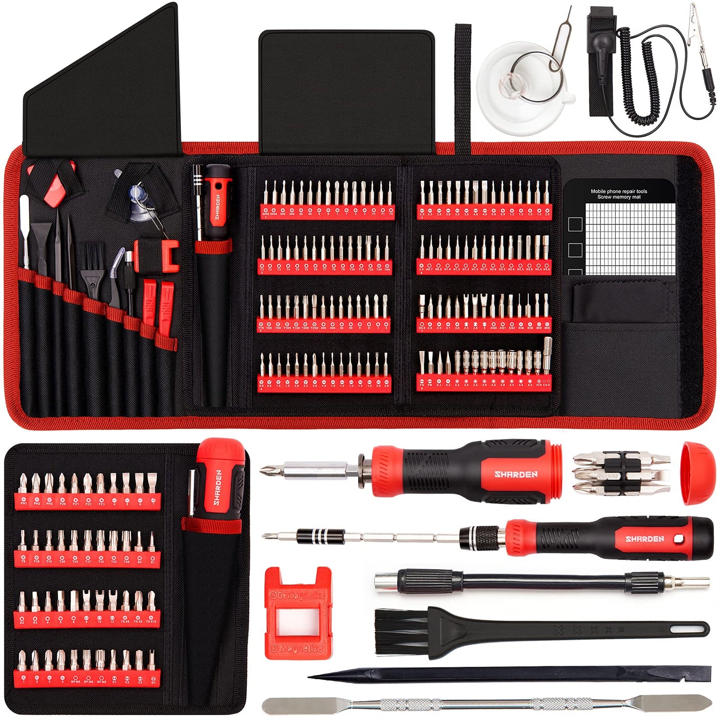 SHARDEN 191 in 1 Electronics Precision Screwdriver Set, Magnetic Driver Kit, with 164 Bits,Flexible Shaft, for iPhone, MacBook, Computer, Laptop, PC, Tablet, PS4, Xbox, Nintendo, Game Console