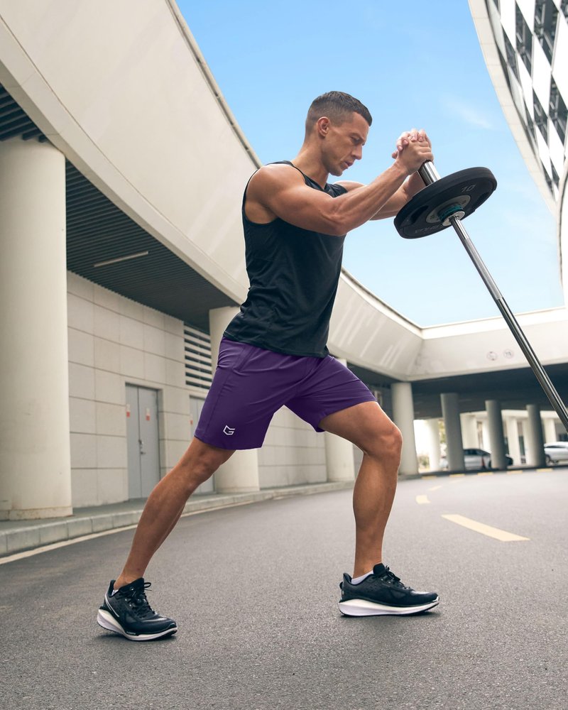 Men's Athletic Running Shorts with Zipper Pockets Quick Dry 7"/ 5"/ 9" Workout Gym Shorts for Basketball Hiking(Purple,7L)