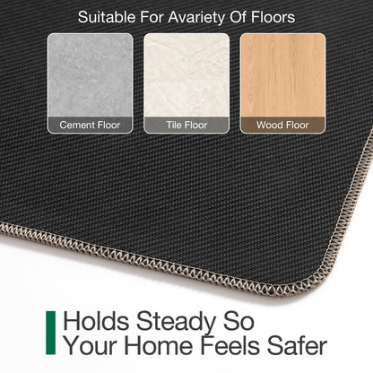 LUMI Ultra Thin Door Mat for Entryway, 24"x36" Low Profile Non Slip Rubber Backing Indoor Doormat, Easy Clean Welcome Entrance Mat for Inside House, Patio, Khaki