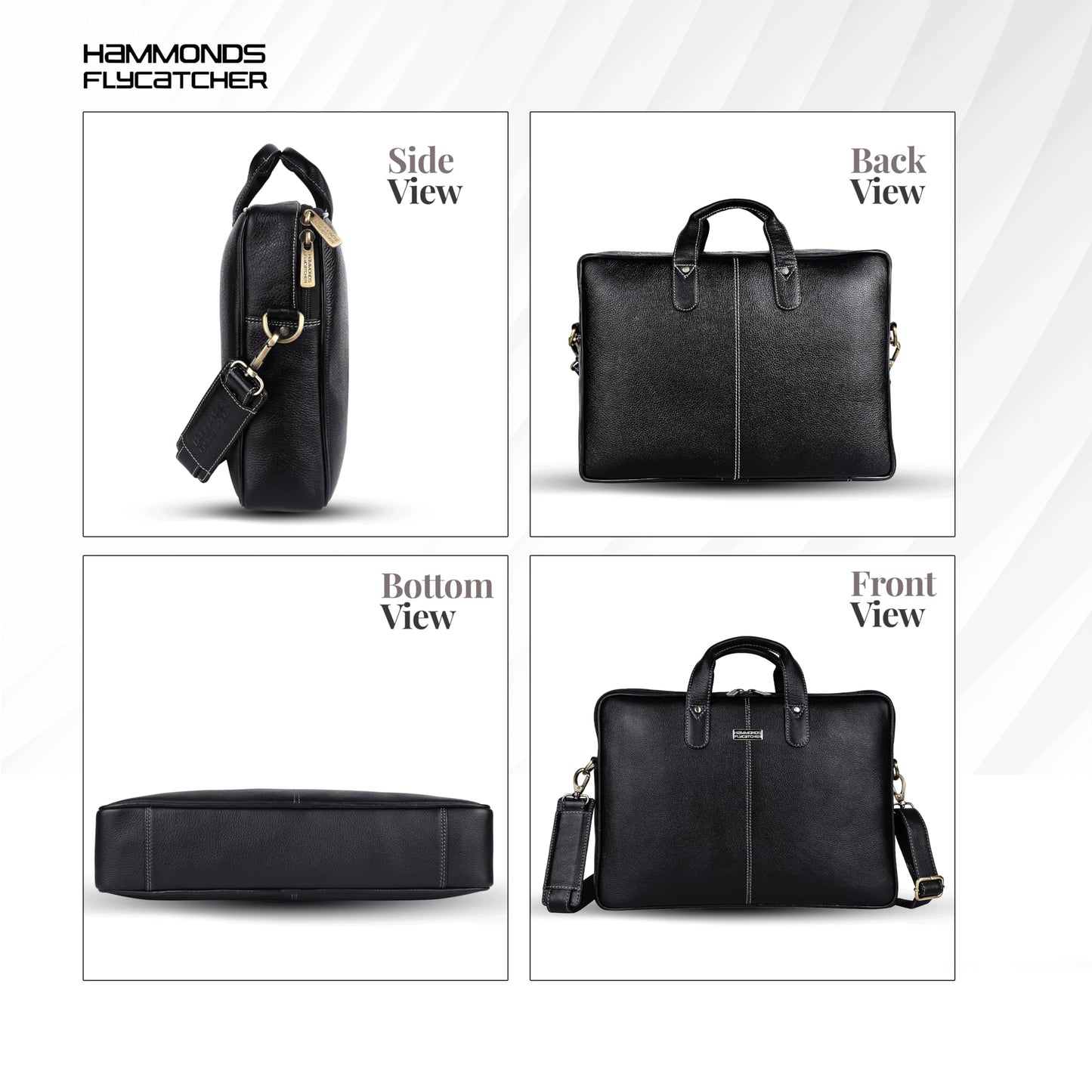 HAMMONDS FLYCATCHER Genuine Leather Laptop Bag for Men with Padded 15.6 Inch Laptop Sleeve, Leather Messenger Bag for Men - Briefcases with Multi Pockets for Office and Travel Use - Classic Black