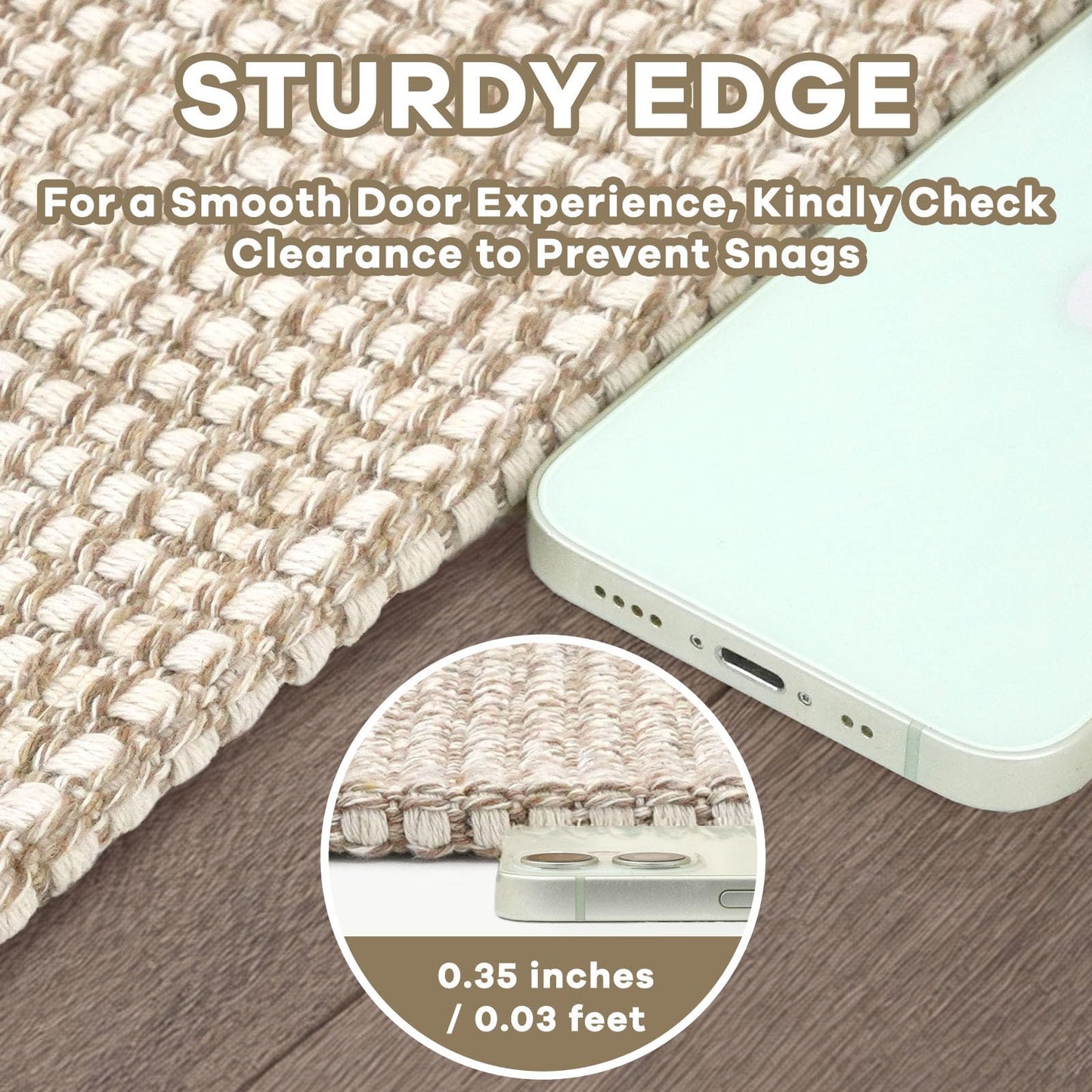 EARTHALL Woven Runner Rug 2x6 Ft Washable Runners for Hallways Cotton Non Slip Rubber Backed Kitchen Runner Braided Indoor Floor Carpet for Entryway, Hallway, Kitchen, Bedroom, Beige/Ivory
