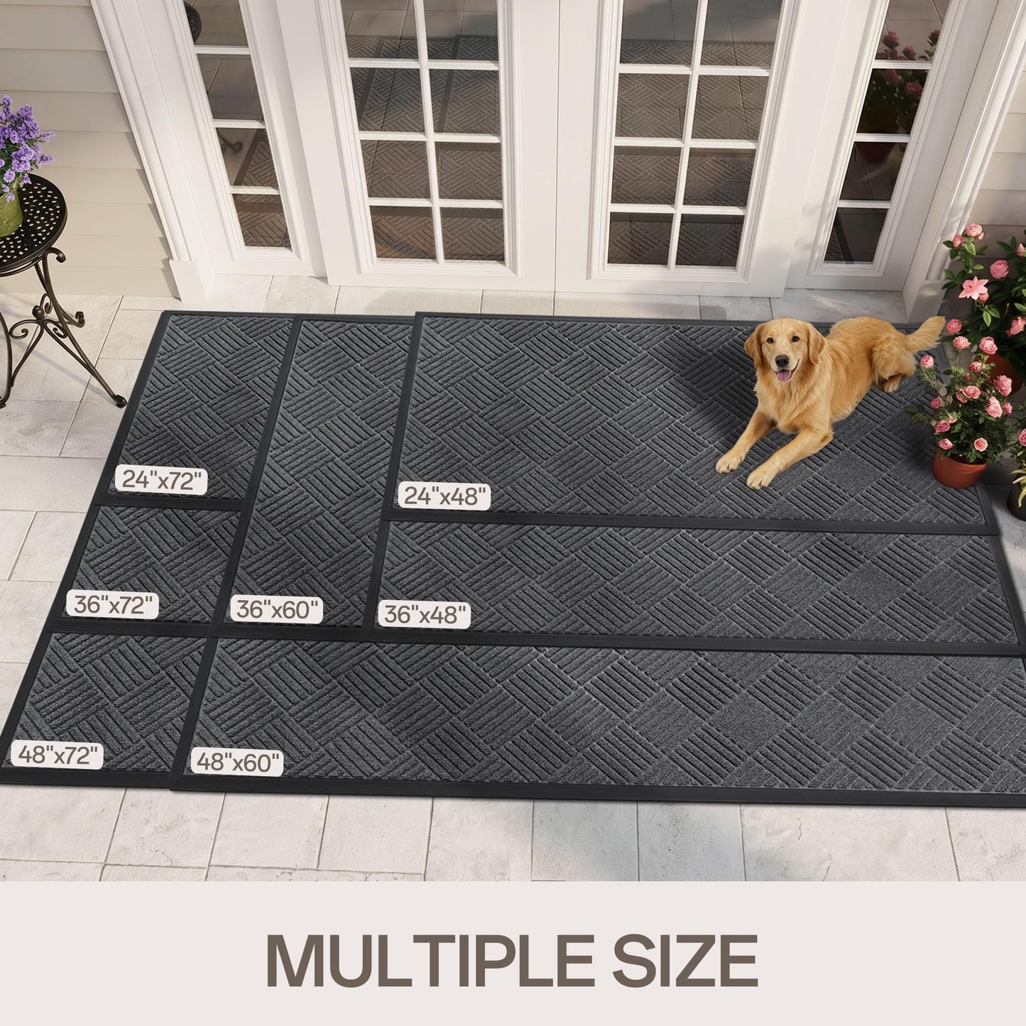 Amyracel Front Door Mat 36x48, Heavy Duty Durable Indoor Outdoor Entrance Doormat, All-Weather Dirt Trapper Waterproof Doormat, Fade Resistant, Non-Slip, Easy Clean Outside Patio Entryway Mat