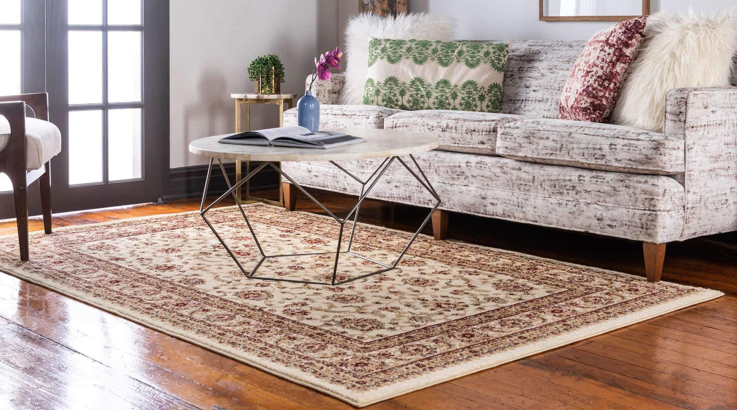 Unique Loom Voyage Collection Traditional Oriental Classic Intricate Design Area Rug (9' 0 x 12' 0 Rectangular, Ivory/Gold)