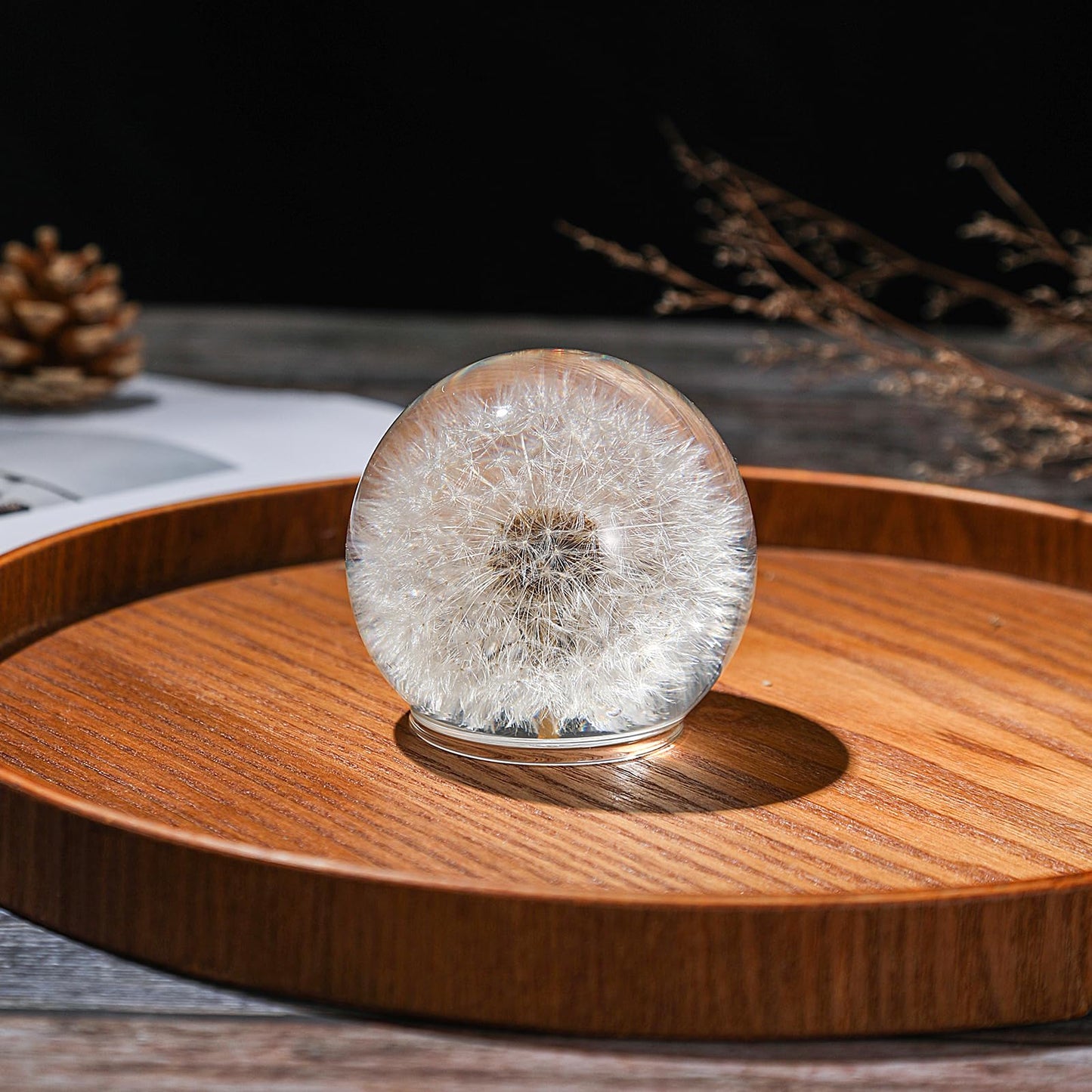 1st Heaven Dandelion Paperweight – Real Dandelion in Crystal Glass Ball, Unique Gift & Home Office Decor, Symbol of Luck, Hope, and Wishes for Birthday, Graduation, Wedding