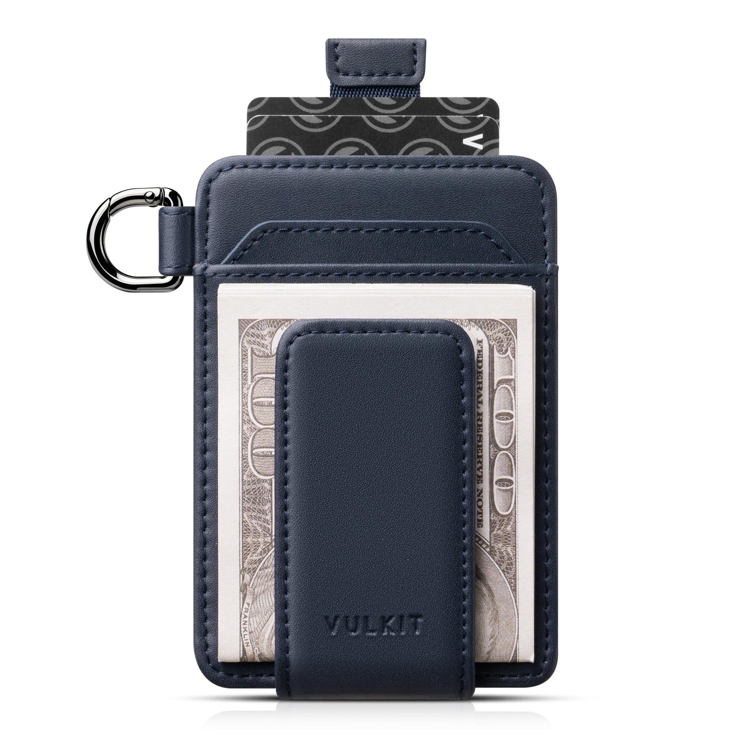 VULKIT Money Clip Wallet with Key Ring Slim Minimalist Design Magnetic Cash Clip Credit Card Wallet for Mens Womens