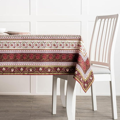 Maison d' Hermine Table Cloth Rectangle Table 100% Cotton 60 x 120 Inches Fall Tablecloth Reusable Everyday Use for Thanksgiving Christmas Decorations Dining Farmhouse Party (Reveillon Au Jardin)