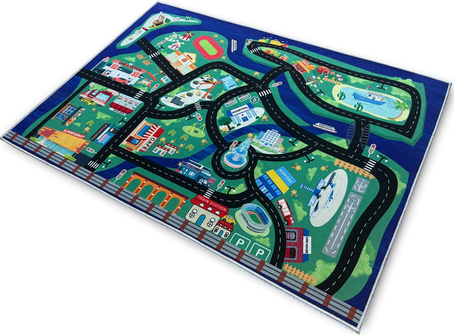 SXHYSM Kids City Road Play Mat 6FT x 4FT Large Toddler Traffic Play Rug