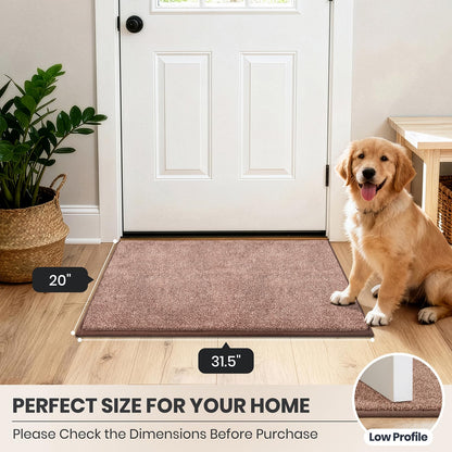 PURRUGS Dirt Trapping Door Mat 20" x 31.5", Non-Slip Machine Washable Entryway Rug, Dog Doormat, Indoor Front Door Mat, Super Absorbent Entry Rug for Muddy Shoes & Paws, Brown-Light Cream