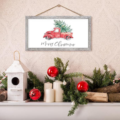 Farmhouse Wall Decor Sign Christmas Decoration Indoor Christmas Wall Decor With 10 Interchangeable Holiday Sayings Merry Xmas Sign for Xmas Thanksgiving Rustic Home Decors Living Room Bedroom 9x17