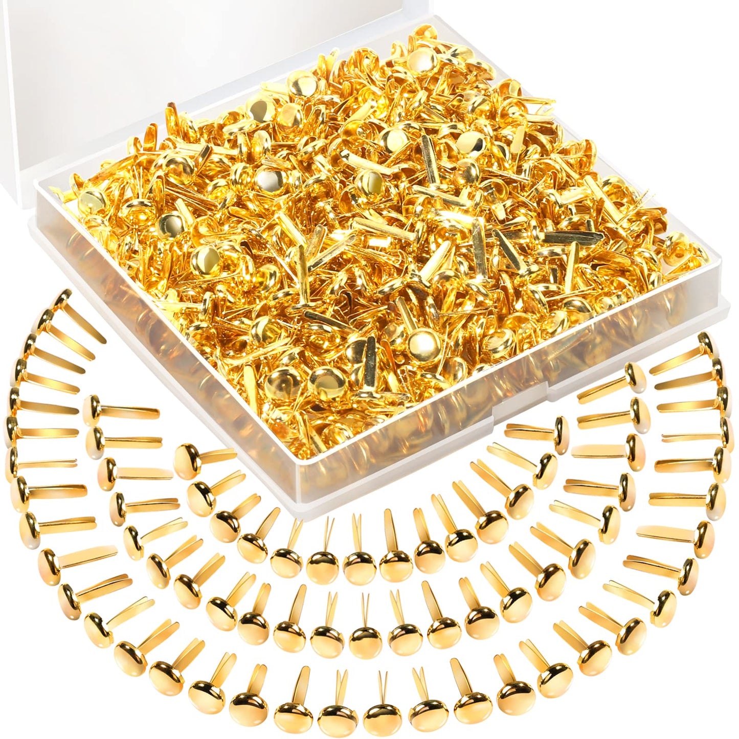 HNYYZL 500PCS Brads for Paper Crafts, Mini Gold Paper Fasteners,Mini Brass Fasteners,Brads Paper Fasteners,Mini Brads Round Head 8mm Paper Fasteners for Paper Crafts (0.3 x 0.6 Inch)