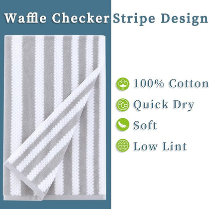 Waffle Bath Towels, Striped Bath Towels